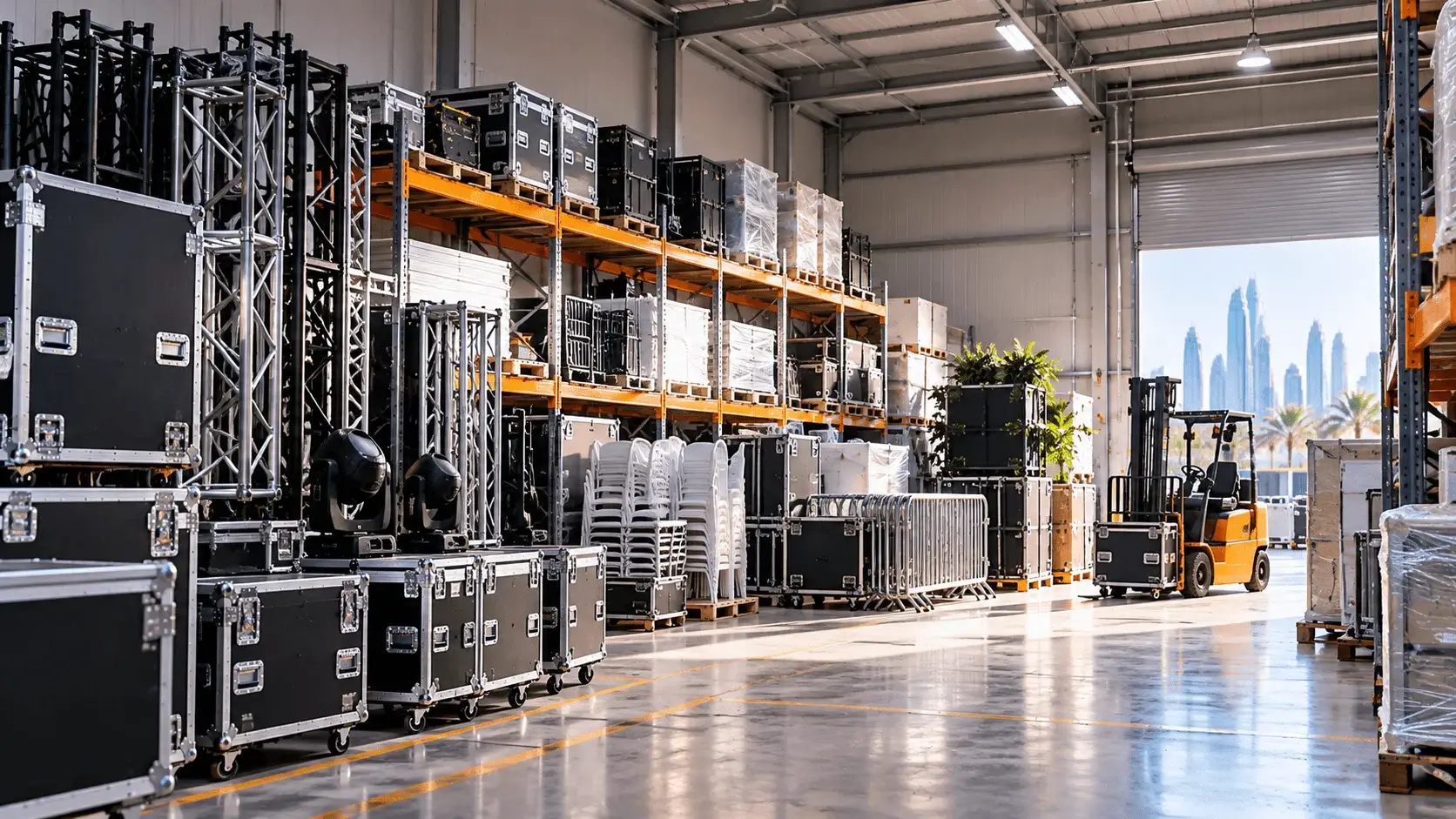 Temporary event equipment storage